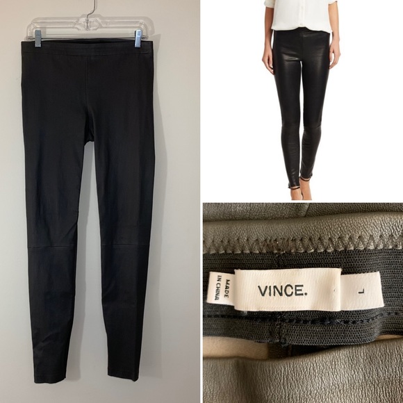 Vince Pants - Vince green leather zip legging.  Size L